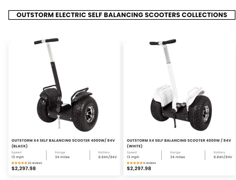 Electric Self Balancing Scooters Collection OutStorm Scooters